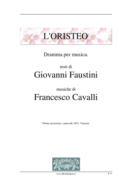 L`ORISTEO Giovanni Faustini Francesco Cavalli