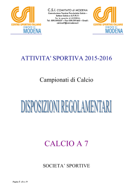 Regolamento di Campionato Calcio a 7 CSI - Ed.2015-2016
