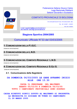 Comunicato Ufficiale N°33 del 03/03/2005