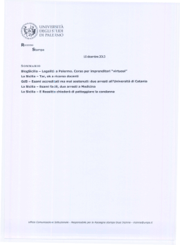 Rassegna stampa Ateneo - Universit&agrave; degli Studi di Palermo