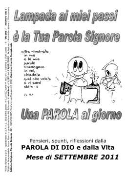 Settembre 2011 - Amici di Betania