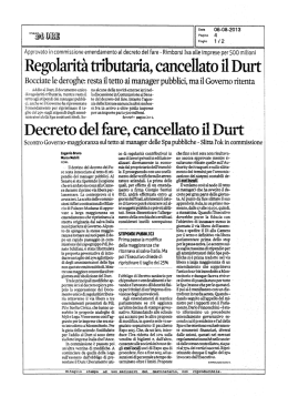 Regolarità tributaria, cancellato il Durt