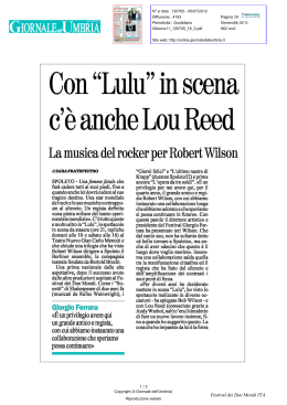 05/07/2012 Il giornale dell`Umbria Con Lulu in scena c`è anche Lou