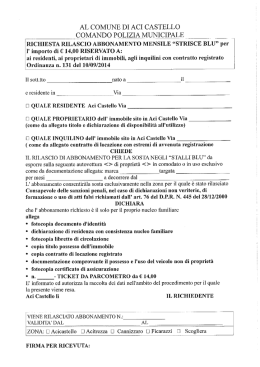 AL COMUNE DI ACI CASTELLO COMANDO POLIZIA MUNICIPALE