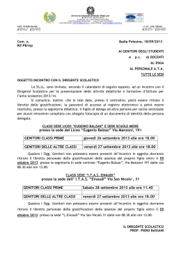 Com.023 Incontro con genitori + ritiro libretti + consegna credenziali