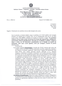 Chiarimenti sul contributo dovuto dalle famiglie alla scuola