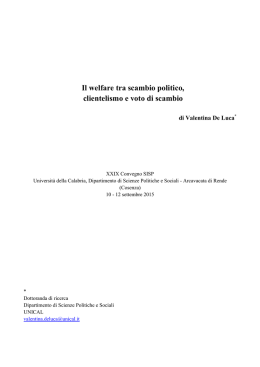 Il welfare tra scambio politico, clientelismo e voto di scambio