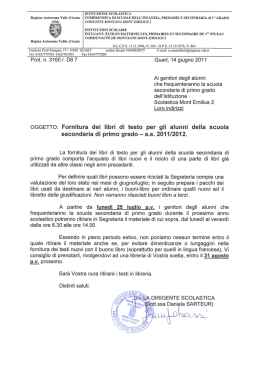 Regione Autonoma Valle d`Aosta COMPRENSIVA DI SCUOLE