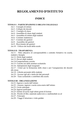 REGOLAMENTO D`ISTITUTO