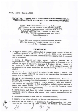 Protocolo d`intesa per realizzaz apprendistato prof