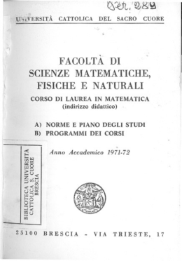 SCIENZE MATEMATICHE, FISICHE E NATURALI cunsu DI