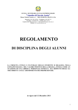 REGOLAMENTO - Scuola Media Amedeo di Savoia Aosta