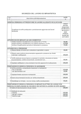 Tariffario Prestazioni della U.O. Sicurezza del Lavoro