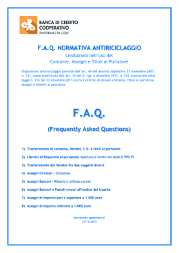 FAQ Normativa antiriciclaggio