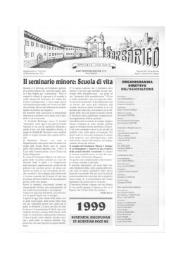 Il seminario minore: Scuola di vita