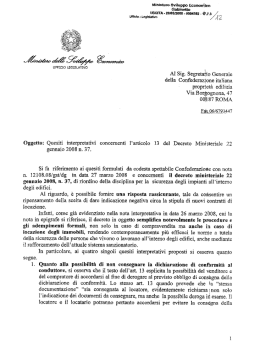 Nota del Ministero dello Sviluppo Economico