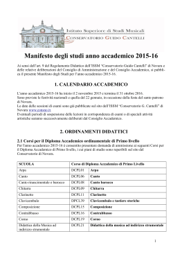 Manifesto degli Studi 2015-16 - ISSM Conservatorio Guido Cantelli
