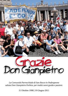 La Comunit&agrave; Parrocchiale di San Rocco in Padergnone saluta Don