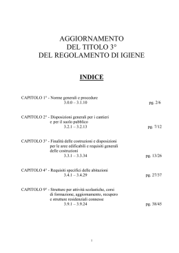 Aggiornamento del Titolo III del Regolamento Locale di Igiene del