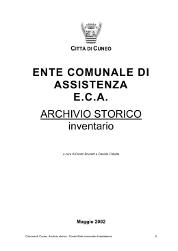 Inventario dell`archivio storico dell`E.C.A. (Ente
