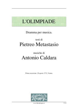 L`OLIMPIADE Pietreo Metastasio Antonio Caldara