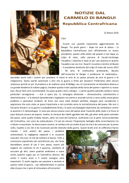 Notizie dal Crmelo di Bangui - Eremo Santa Maria Maddalena