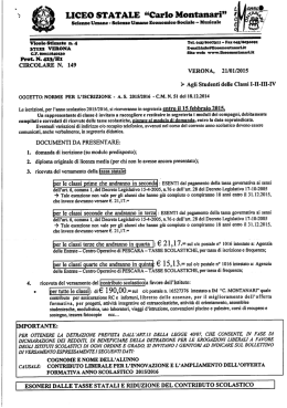 Circolare n.149 del 21.01.2015 - Norme per l`iscrizione a.s. 2015/2016
