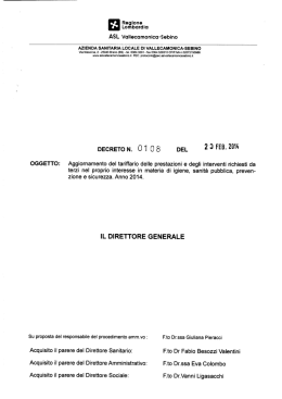 Tariffario delle prestazioni - ASL di Vallecamonica Sebino