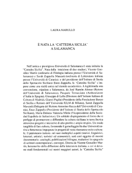 Marullo L., &Egrave; nata la "Cattedra Sicilia" a Salamanca