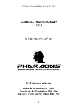GUIDA DEL PHARAONS RALLY 2012 le informazioni utili sul