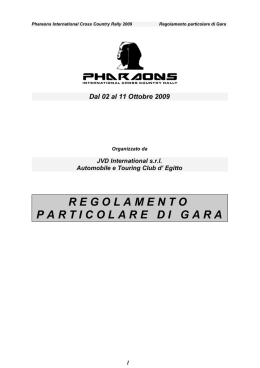 R E G O L A M E N T O P A R T I C O L A R E   D I   G A R A