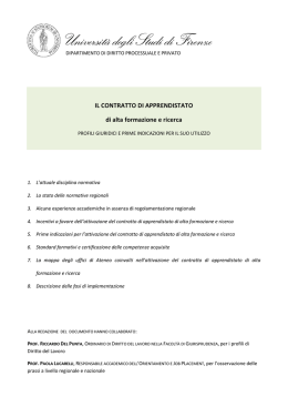 IL CONTRATTO DI APPRENDISTATO di alta formazione e ricerca