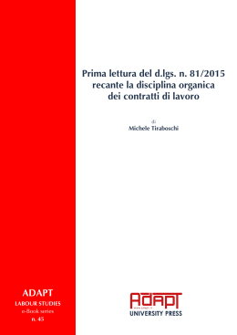M. Tiraboschi, Prima lettura del d.lgs. n. 81/2015