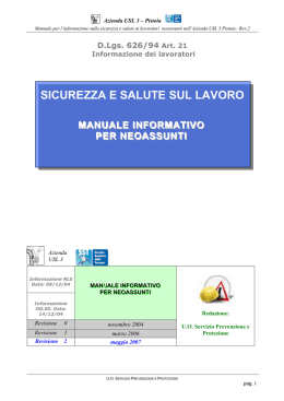 SICUREZZA E SALUTE SUL LAVORO