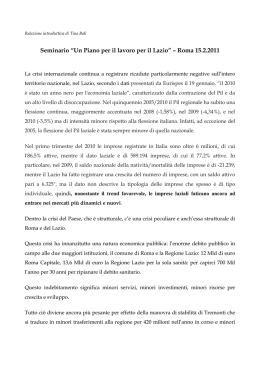 Seminario &ldquo;Un Piano per il lavoro per il Lazio&rdquo; &ndash; Roma