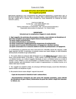 Casino de la Vallée Fac-simile ISTANZA DI PARTECIPAZIONE Per i