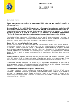 Costi auto sotto controllo: la banca dati TCS informa sui costi di