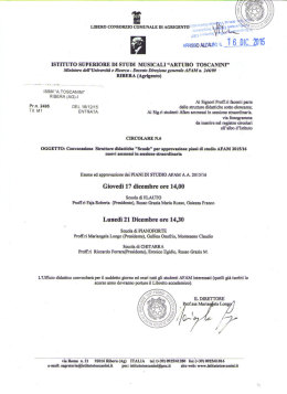 circolare n 6-2015 - Istituto superiore di Studi Musicali A. Toscanini