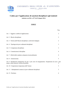 Codice disciplinare studenti - Università degli Studi "G. d`Annunzio"