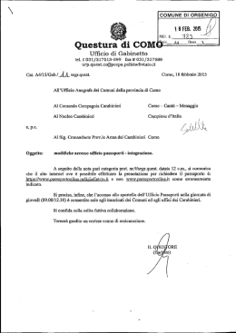 Modifiche accesso Ufficio passaporti