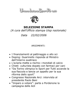 SELEZIONE STAMPA (A cura dell`Ufﬁcio stampa Uisp