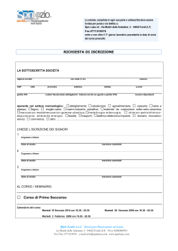 Modulo per iscrizione corso Primo Soccorso e