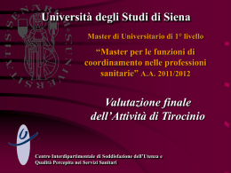 Università degli Studi di Siena Valutazione finale dell`Attività di
