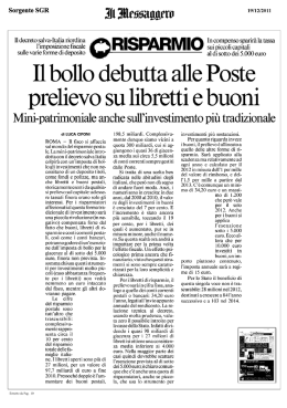 Il bollo debutta alle poste prelievo su libretti e buoni
