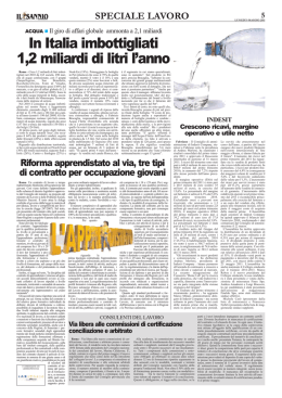In Italia imbottigliati 1,2 miliardi di litri l`anno