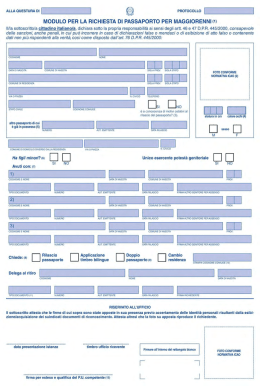 MODULO PER LA RICHIESTA DI PASSAPORTO