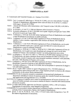 Ordinanza n. 01 / 2007 - Autorit&agrave; Portuale di Manfredonia