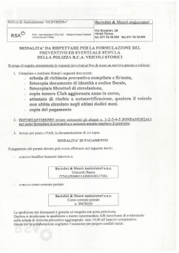 `Polizzo di Assicurazione &ldquo;OLDTIMERe&rdquo; Bartoiini & Madi`icigs