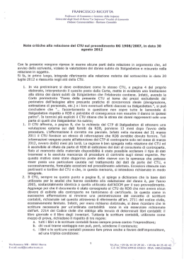 NOTE CRITICHE alla CTU