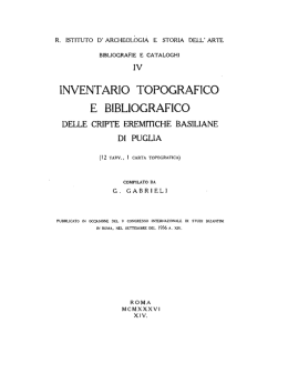 Inventario topografico e bibliografico delle cripte eremitiche